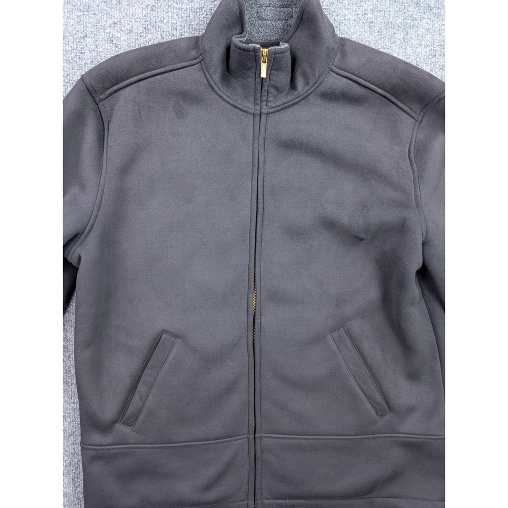 Vintage Ralph Lauren Lauren Full Zip Faux Suede Jacket Womens Large Black Coat - Picture 2 of 15